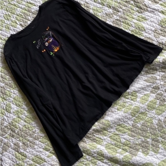 LONG Sleeve 🦉Shirt Sz-3XL Super Cute- Oct./Fall/Halloween-Embroidered & Sequins - Picture 8 of 17
